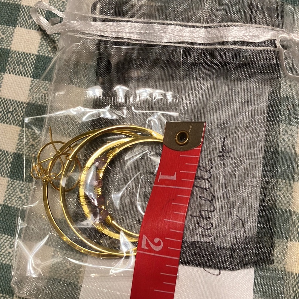 Genuine Amythest Crescent Moon Earrings - Picture 2 of 3